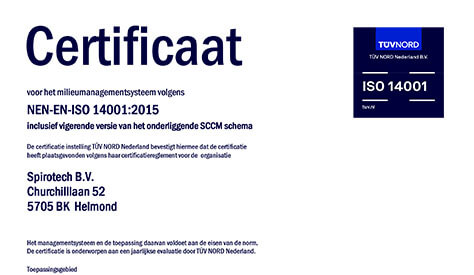 Spirotech ISO 14001 - TUV Zertifikat
